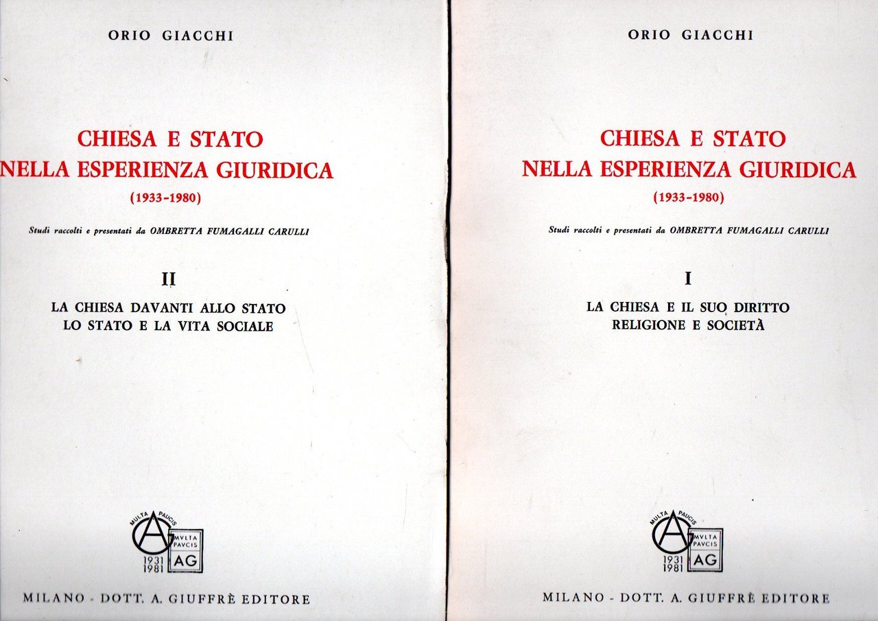 Chiesa e Stato nell'esperienza giuridica (2 vol.)