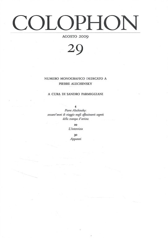 Colophon. Quadrimestrale di libri d'artista e di bei libri n. …