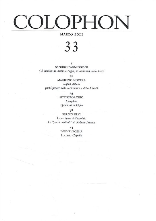Colophon. Quadrimestrale di libri d'artista e di bei libri n. …