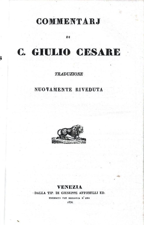 Commentarj di C. Giulio Cesare (Biblioteca degli Scrittori Latini con … | Immagine Gallery 2