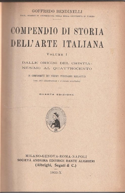 Compendio di Storia dell'Arte Italiana - Vol. I - Dalle …