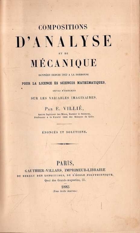 Compositions d'Analyse, Mécanique et d'Astronomie (due tomi)