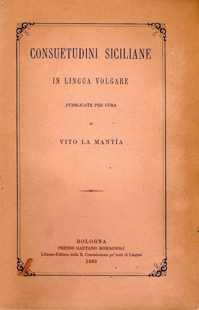 Consuetudini Siciliane in lingua volgare