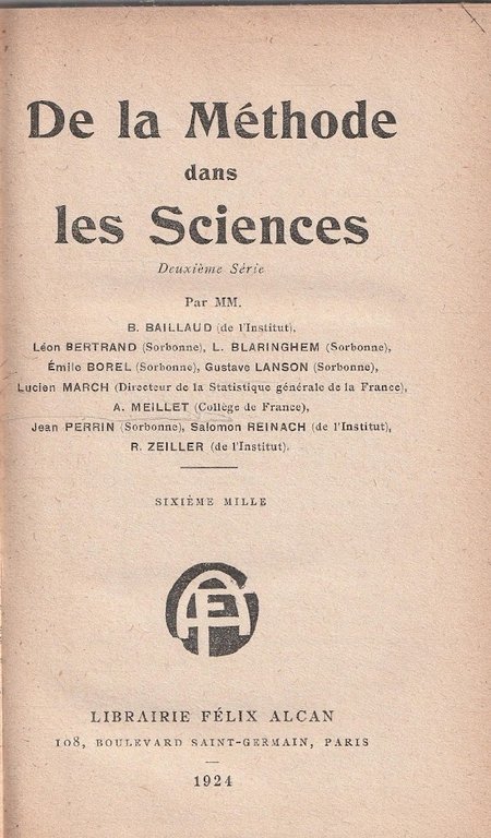 De la Méthode dans les Sciences