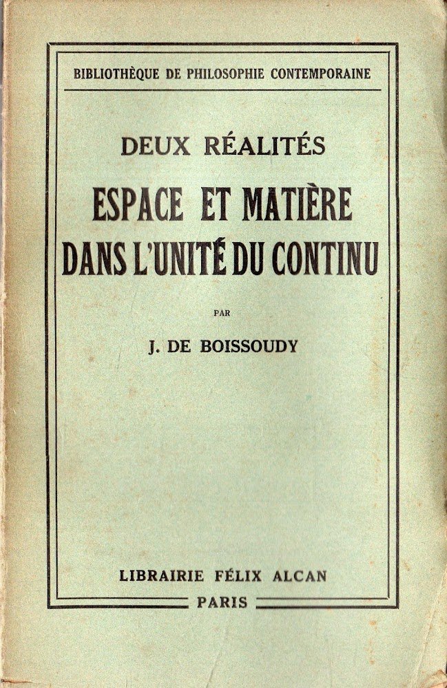 Deux réalités, espace et matière dans l'unité du continu