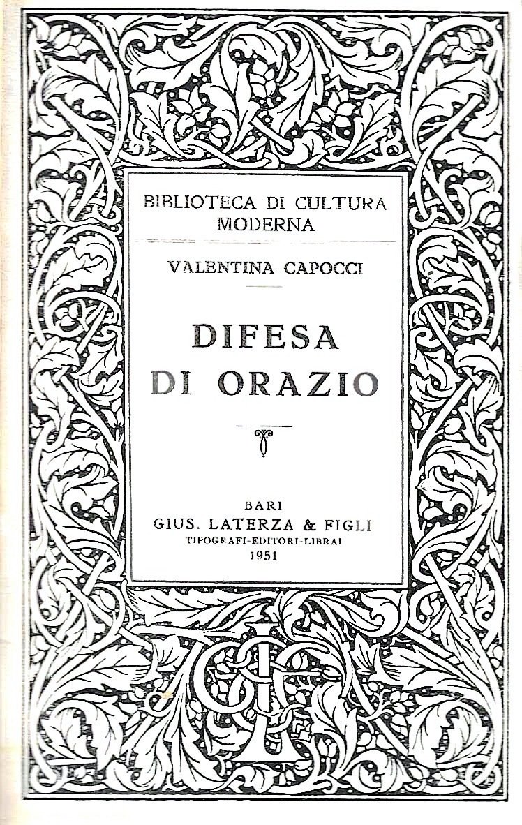 Difesa di Orazio (Collana "Biblioteca di Cultura Moderna")