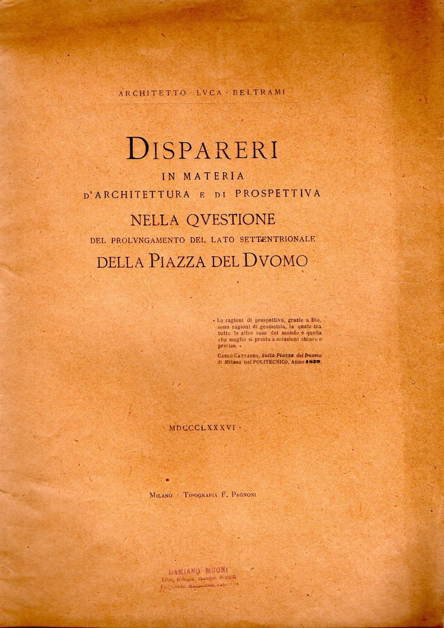 Dispareri in materia d'architettura e prospettiva nella questione del prolungamento …