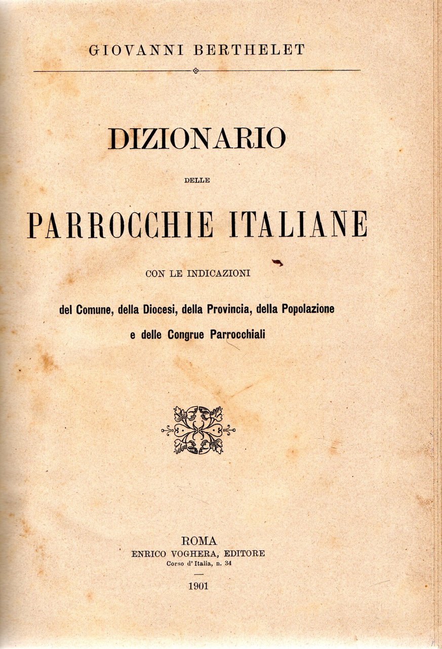 Dizionario delle Parrocchie Italiane | Immagine principale