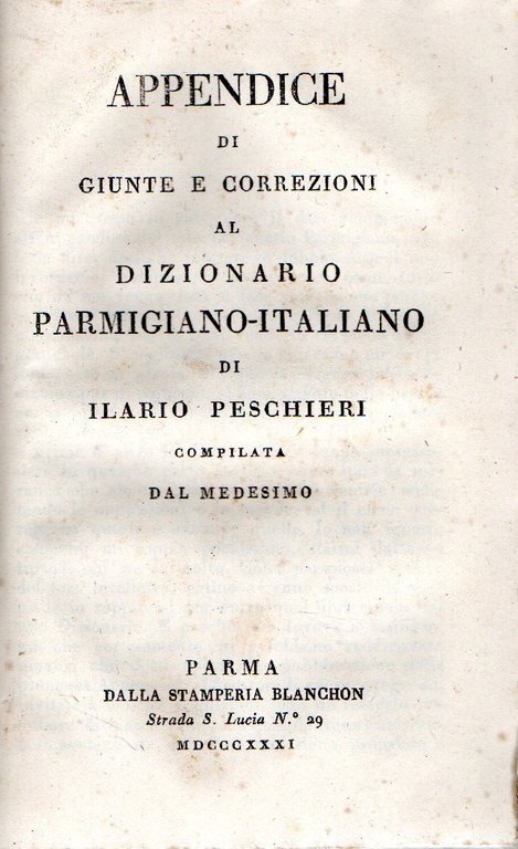 Dizionario Parmigiano-Italiano di Ilario Peschieri