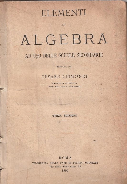 Elementi di Algebra ad uso delle scuole secondarie