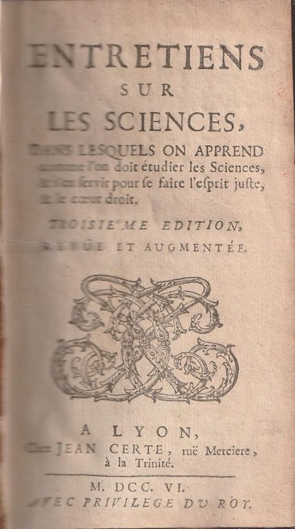 Entretiens sur les Sciences, dans lesquels on apprend