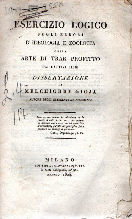 Esercizio logico sugli errori d'ideologia e zoologia ossia arte di …