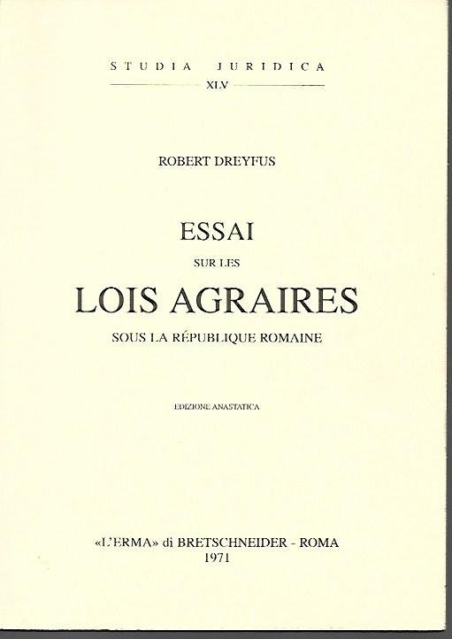 Essai sur les lois agraires sourla république romaine
