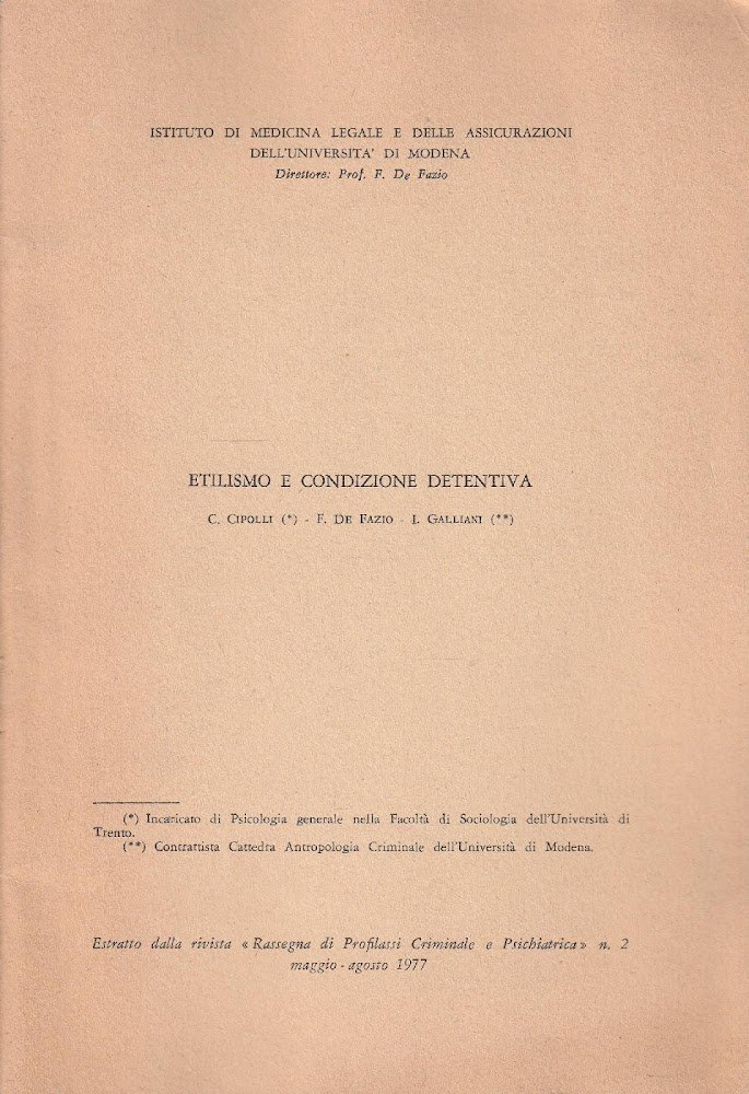 Etilismo e condizione detentiva