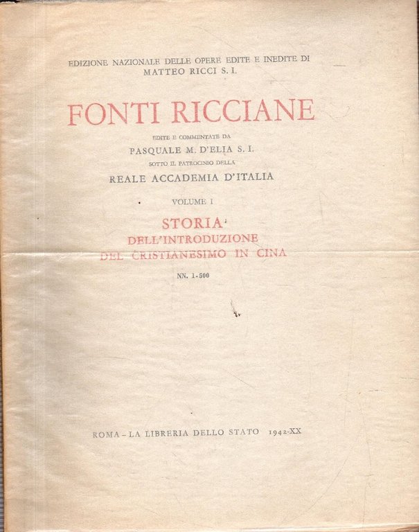 Fonti Ricciane. Storia dell'introduzione del Cristianesimo in Cina (3 volumi)