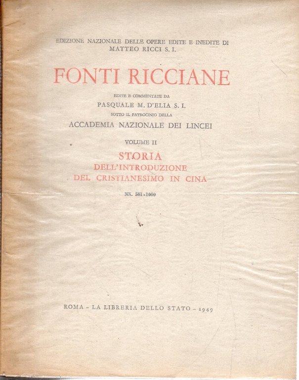 Fonti Ricciane. Storia dell'introduzione del Cristianesimo in Cina (3 volumi)