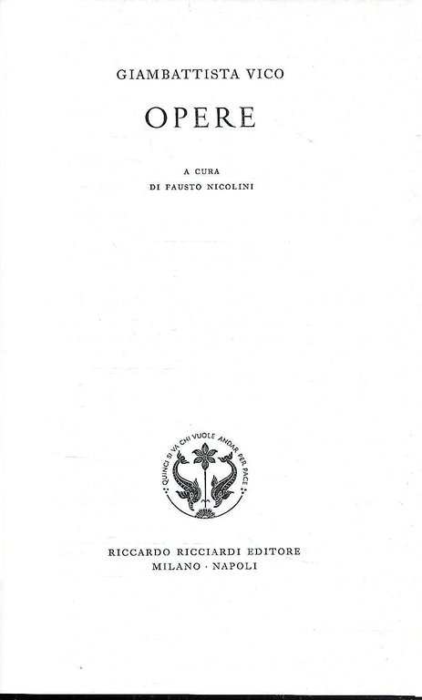 Giambattista Vico. Opere ("La Letteratura Italiana - Storia e Testi" …