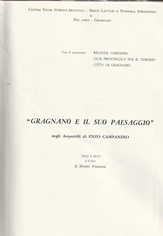 "Gragnano e il suo paesaggio "negli acquerelli di Enzo Campanino