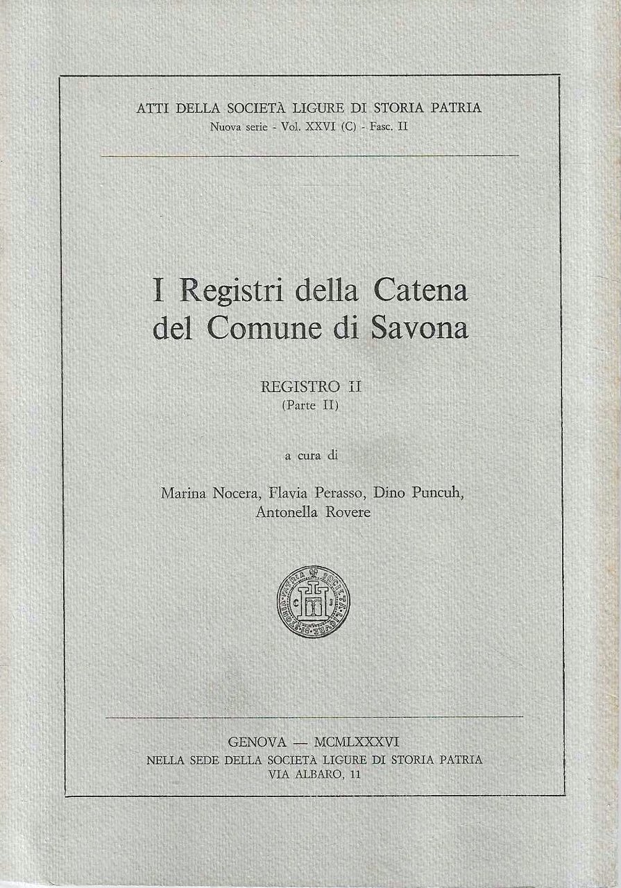 I Registri della Catena del Comune di Savona - Registro … | Immagine principale