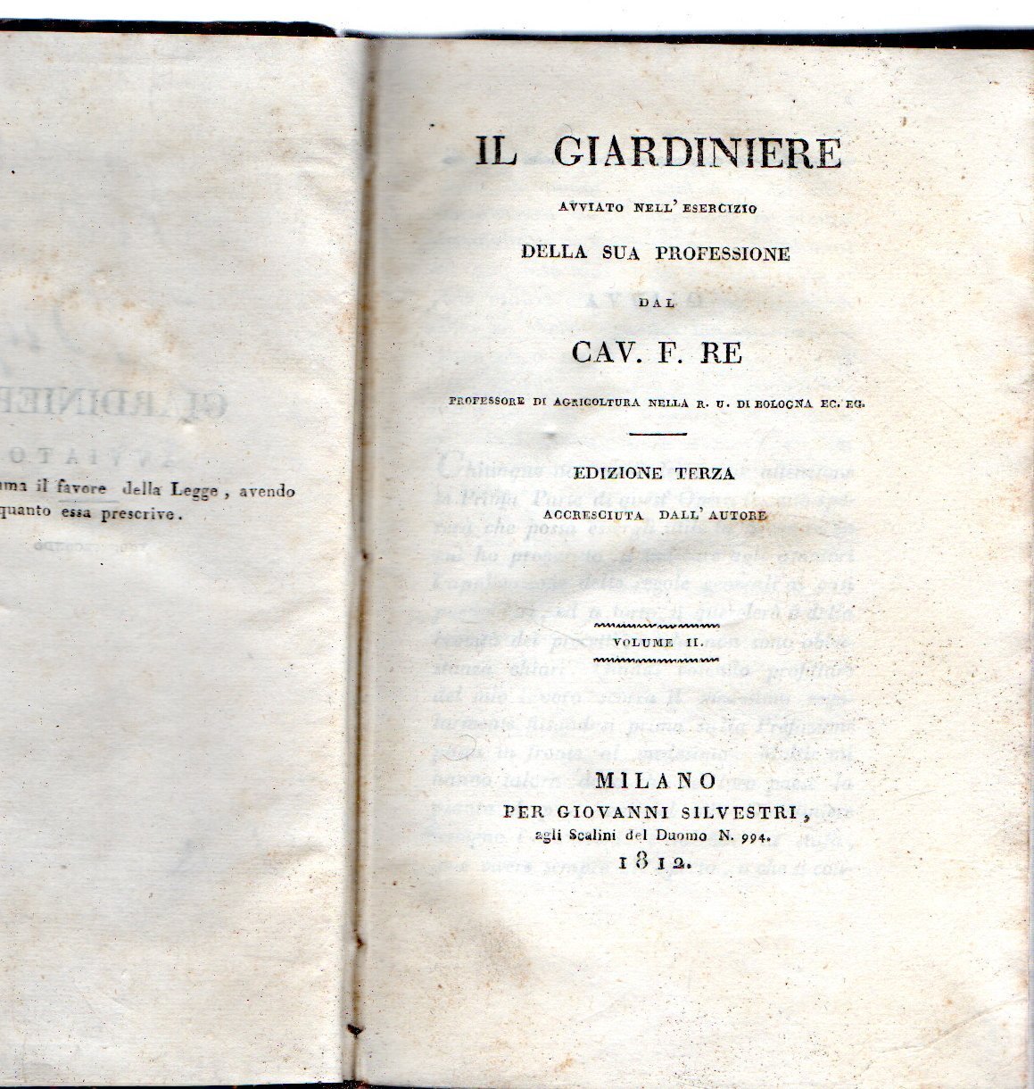 Il giardiniere avviato all'esercizio della sua professione; 2 volumi. | Immagine principale