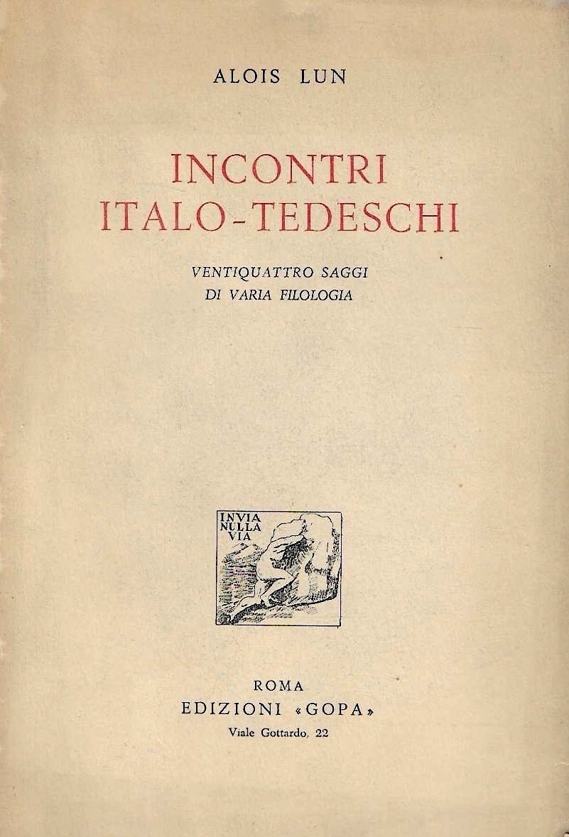 Incontri italo-tedeschi. Ventiquattro saggi di varia filologia | Immagine principale