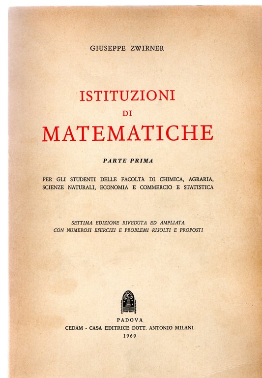ISTITUZIONI DI MATEMATICHE; 2 volumi