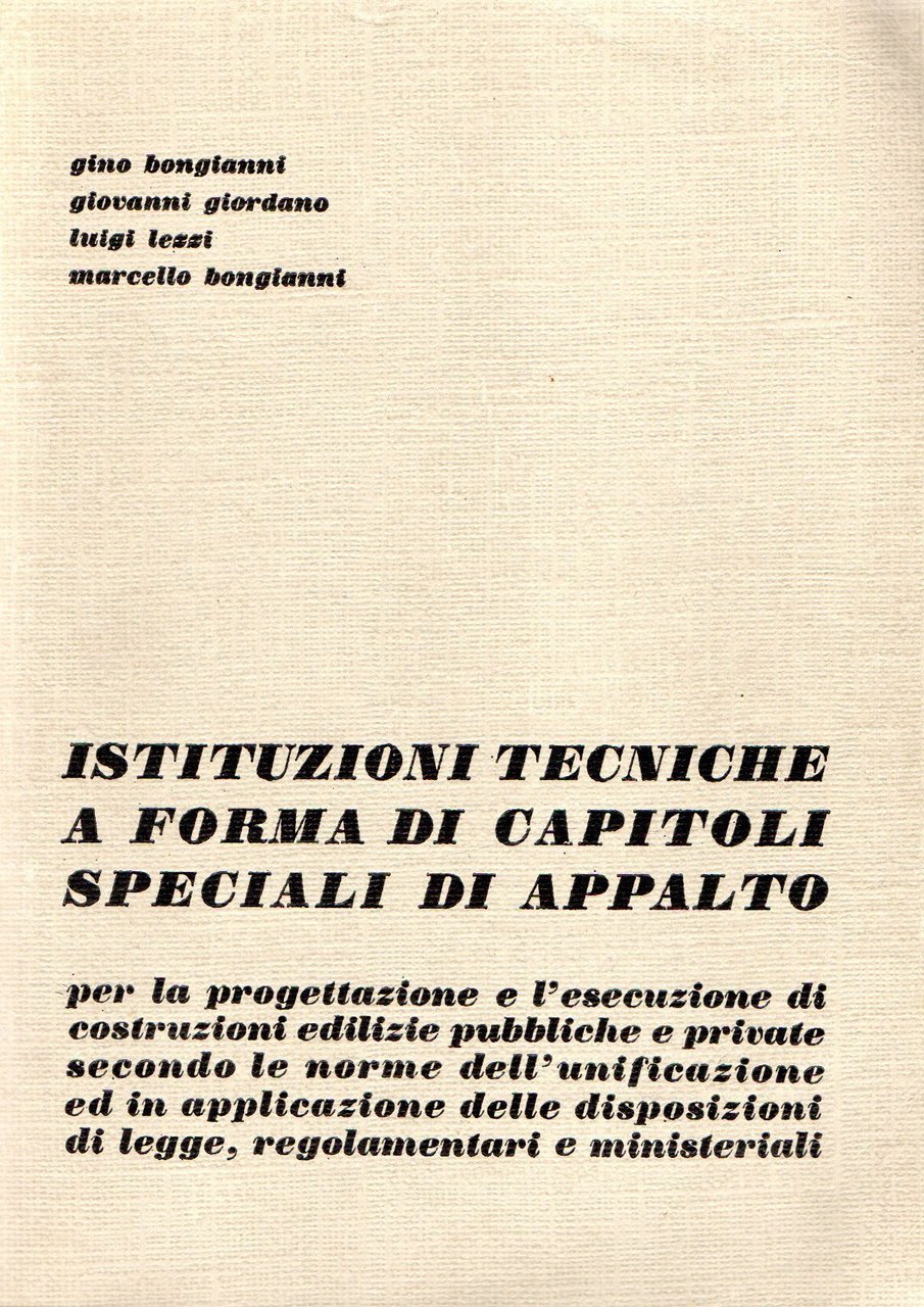 Istituzioni tecniche a forma di capitoli speciali di appalto
