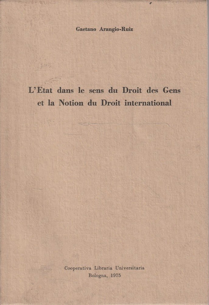 L'Etat dans le sens du Droit des Gens et la … | Immagine principale