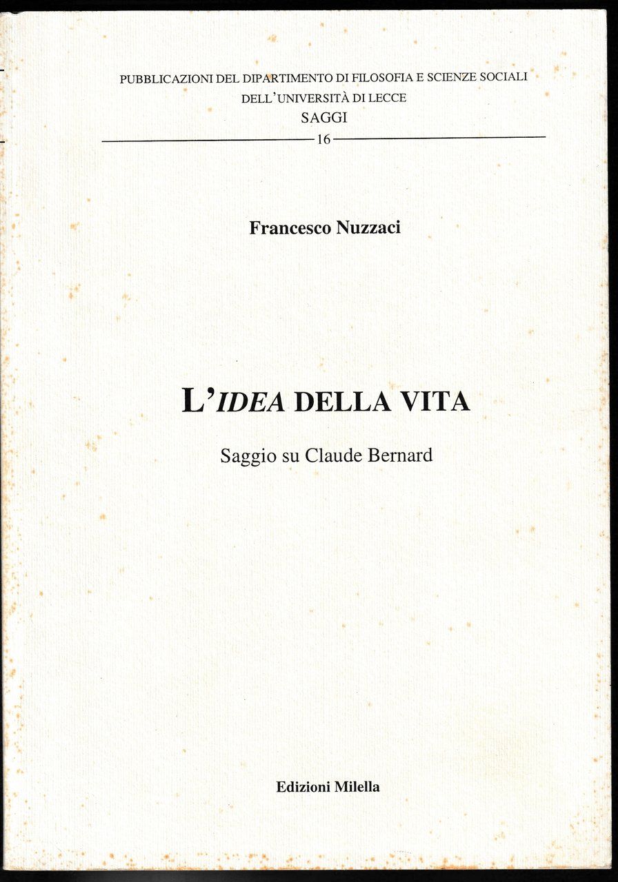 L'idea della vita : saggio su Claude Bernard | Immagine principale