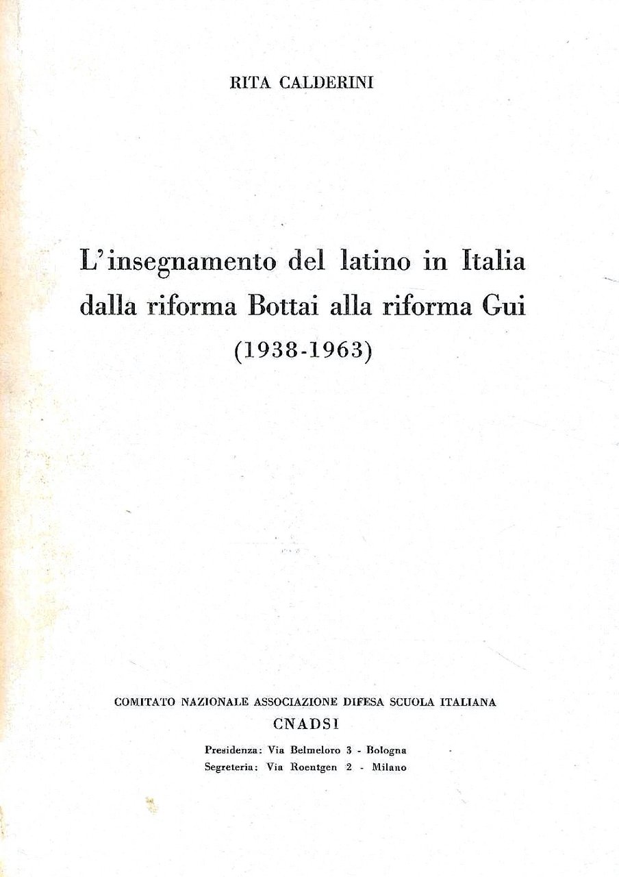 L'insegnamento del latino in Italia dalla riforma Bottai alla riforma … | Immagine principale