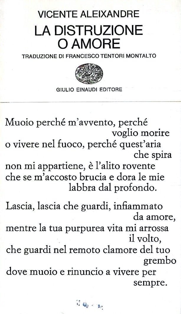 La distruzione o amore (con testo a fronte) | Immagine principale