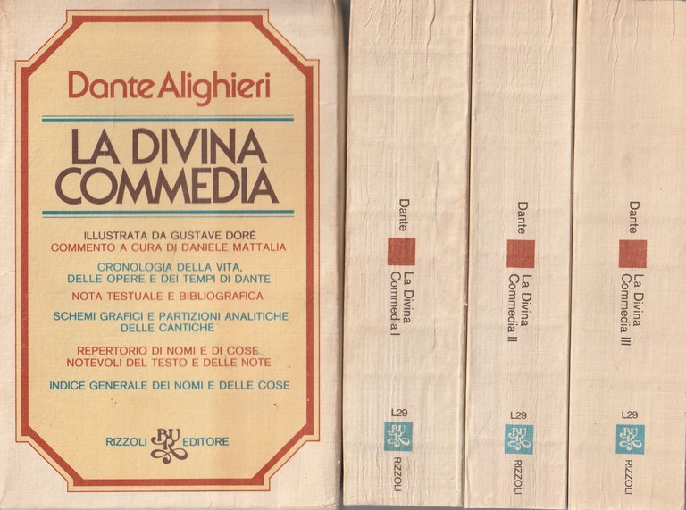 La divina commedia. Vol. 1 Inferno Vol. 2 Purgatorio Vol. 3 Paradiso