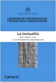 La testualità. Testo materia forme