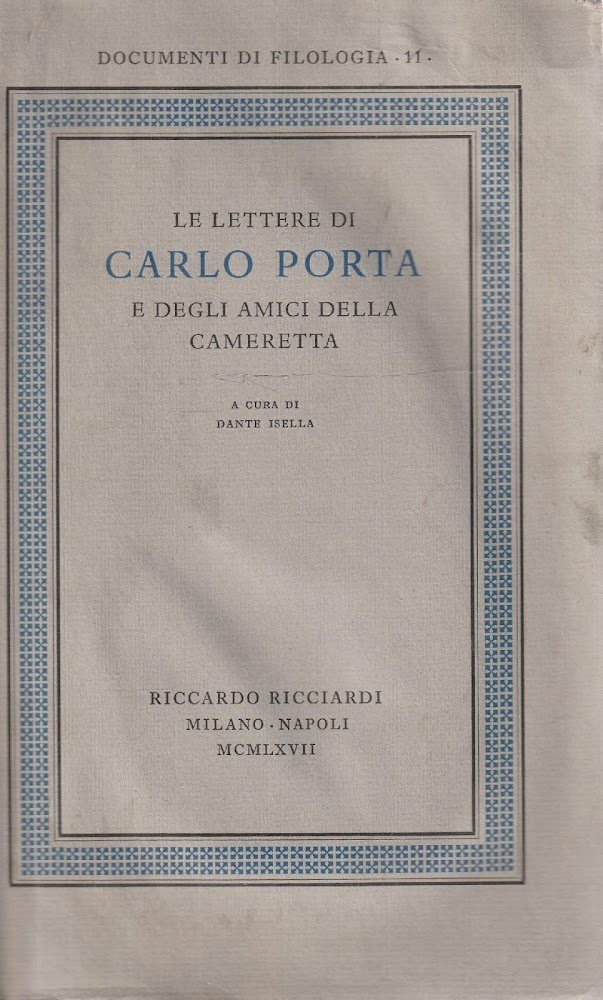 Le lettere di Carlo Porta e degli amici della cameretta