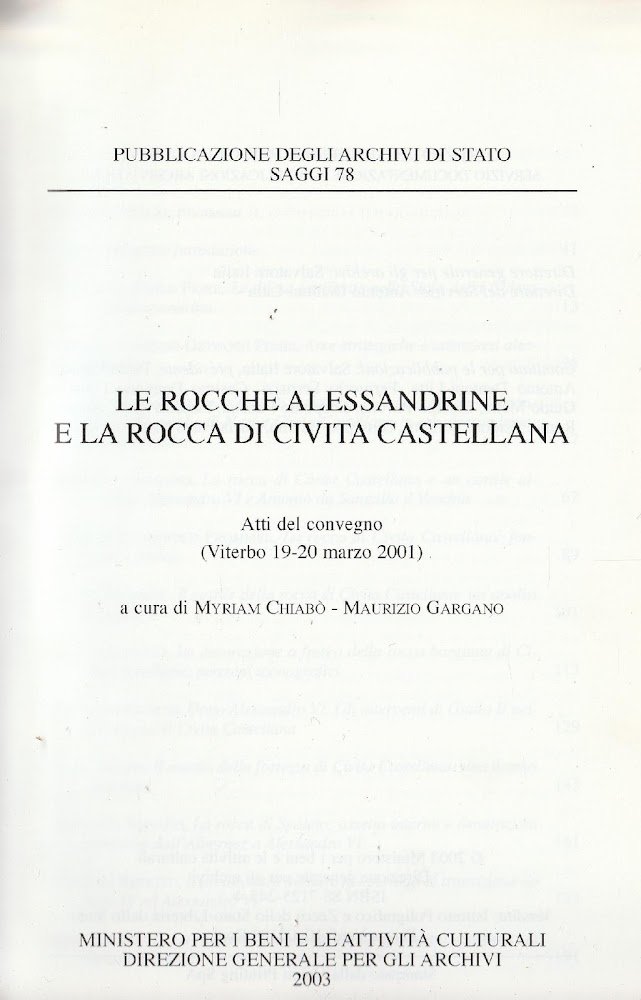 Le rocche alessandrine e la rocca di Civita Castellana : …