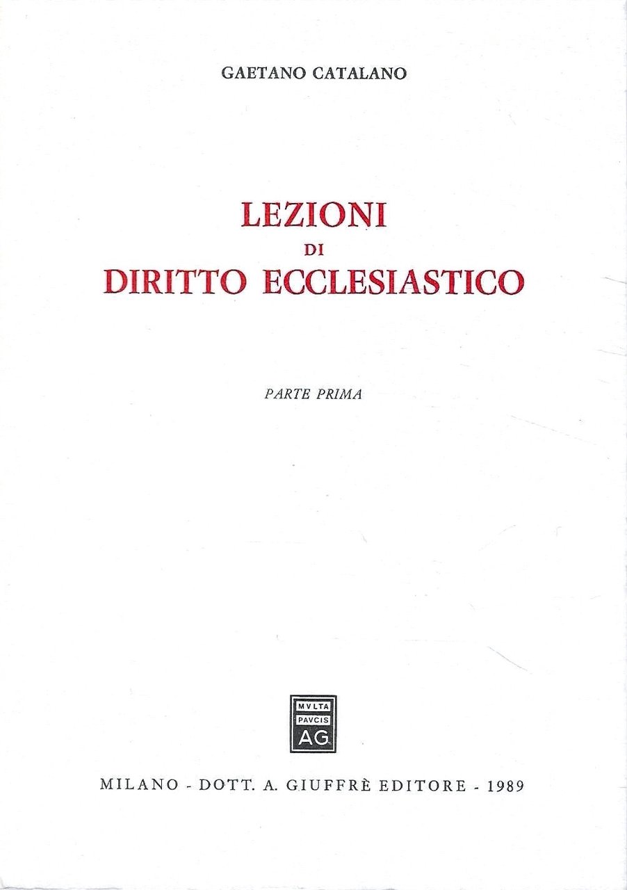 Lezioni di diritto ecclesiastico (Parte prima)