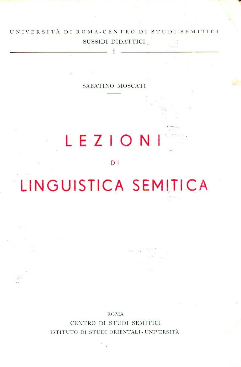 Lezioni di Linguistica Semitica