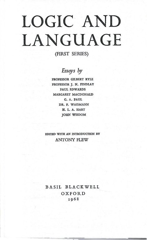 Logic and Language (First Series) | Immagine Gallery 2