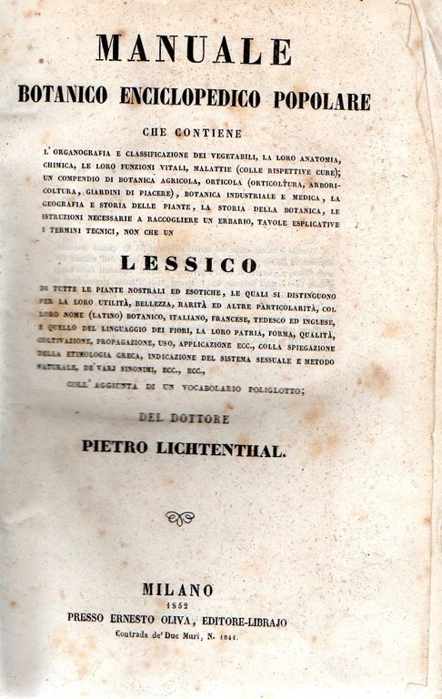 Manuale Botanico Enciclopedico popolare