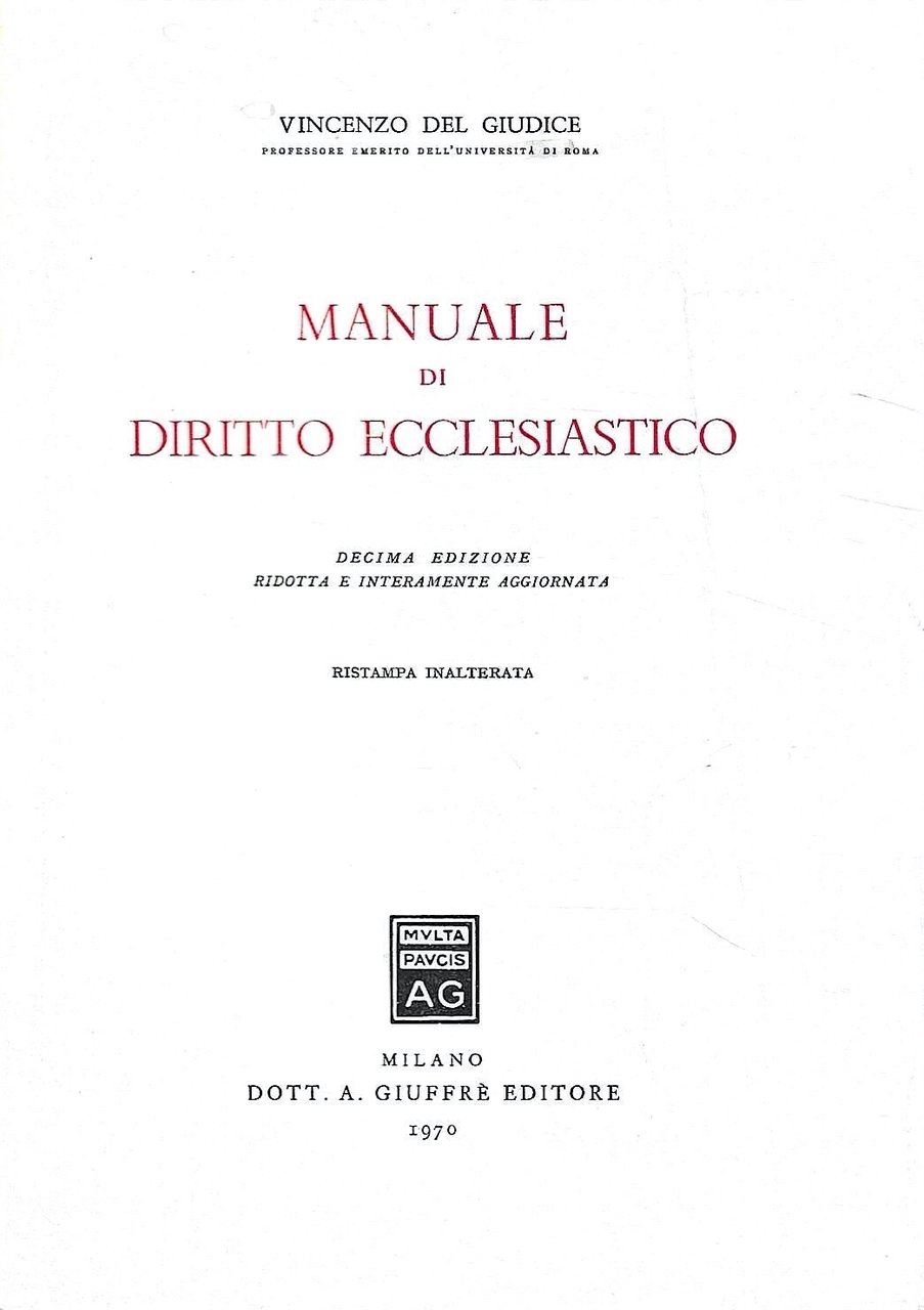 Manuale di Diritto Ecclesiastico