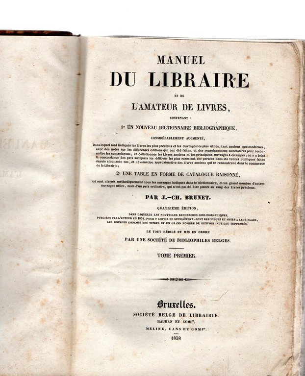 Manuel du libraire et de l'amateur de livres; 5 tomi. | Immagine Gallery 2