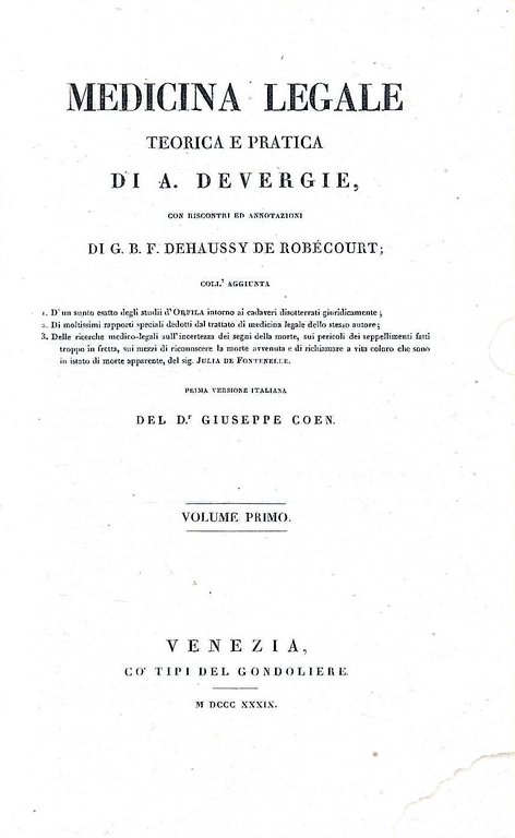 Medicina legale teorica e pratica (due volumi)