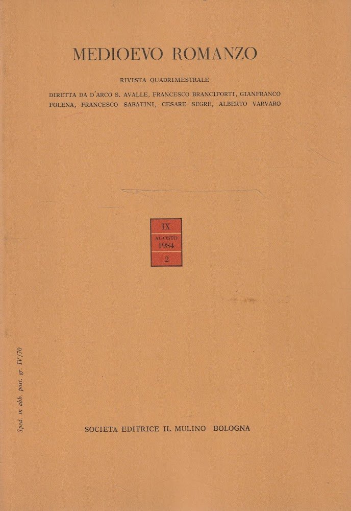 Medioevo Romanzo. Rivista quadrimestrale - Anno IX-1984-numero 2