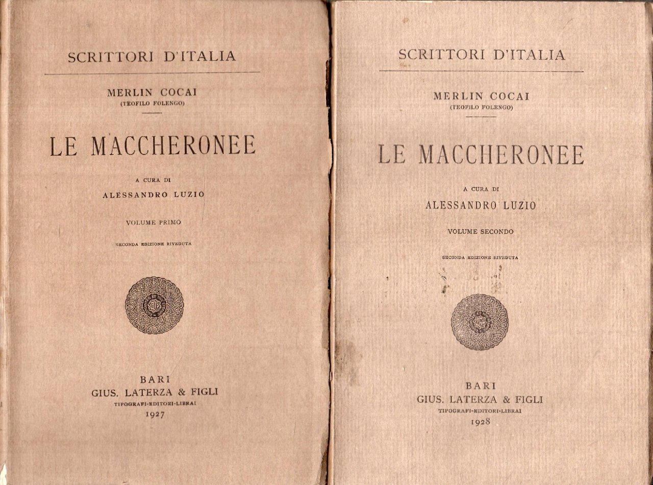 Merlin Cocai (teofilo Folengo): Le Maccheronee (2 volumi)