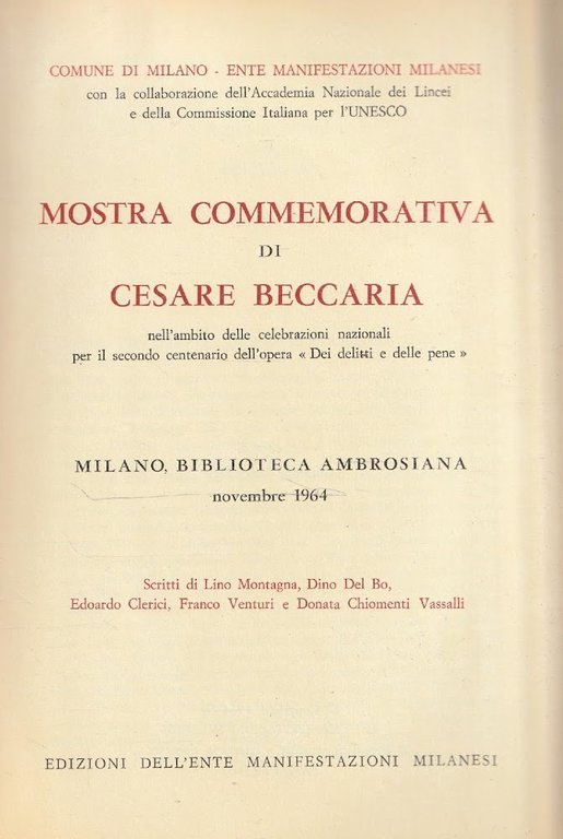 Mostra commemorativa di Cesare Beccaria