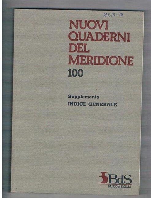 Nuovi quaderni del Meridione. Indice generale, (nn.51-100) | Immagine principale