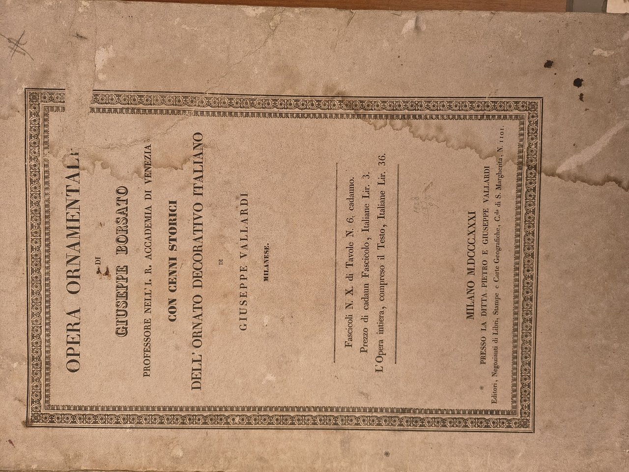 Opera ornamentale di Giuseppe Borsato, professore nell'I.R. Accademia di Venezia … | Immagine principale