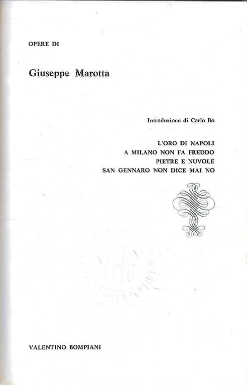 Opere di Giuseppe Marotta : L'oro di Napoli - A …