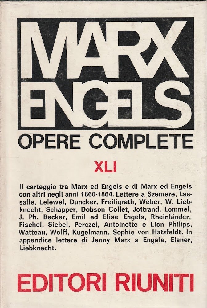 Opere di Marx-Engels Vol. 41 Lettere gennaio 1860-settembre 1864