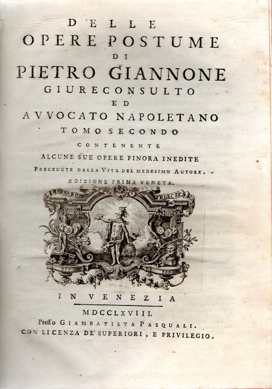 Opere postume di Pietro Giannone giureconsulto ed avvocato napoletano ... … | Immagine Gallery 2